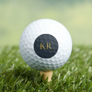 Balles De Golf Monogramme Or Initiales Dorées Bleu Marine Minimal