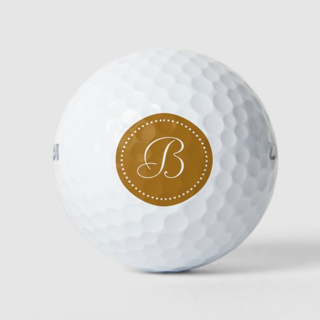 Balles De Golf Monogramme Or Mat avec Points (Devant)