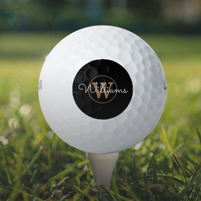 Balles De Golf Monogramme or Nom du script Élégant (Gold Monogram Script Name Elegant Golf Balls)