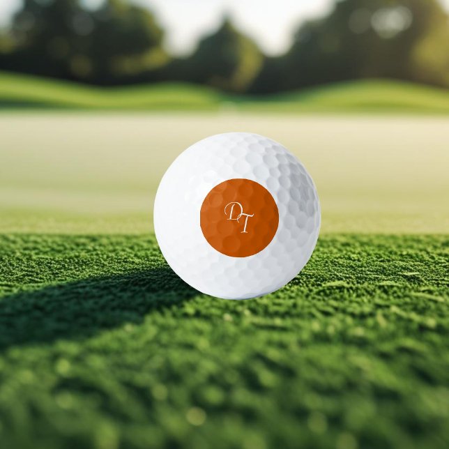Balles De Golf Monogramme - orange brûlée (Créateur téléchargé)