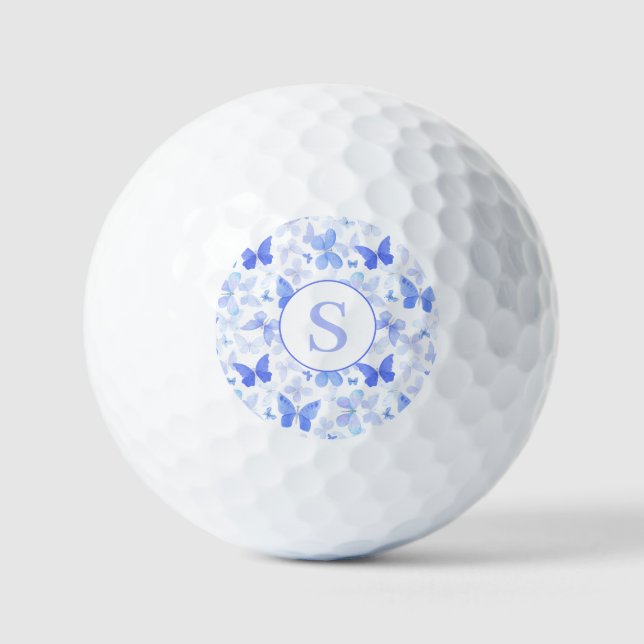 Balles De Golf Monogramme papillon bleu (Recto)
