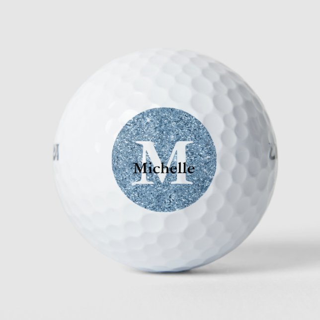 Balles De Golf Monogramme Parties scintillant bleue (Devant)