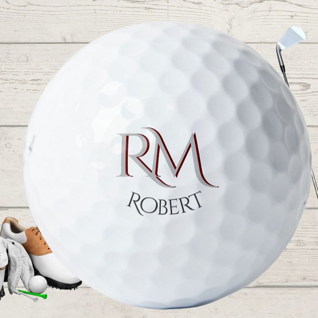 Balles De Golf Monogramme personnalisé à deux couches avec prénom (Créateur téléchargé)