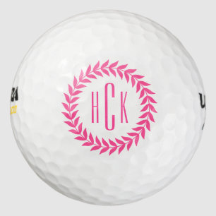 Balles De Golf Monogramme personnalisé de la couronne rose