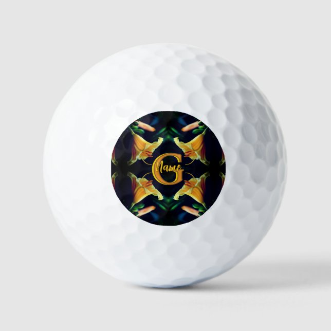 Balles De Golf Monogramme personnalisé initial Nom Fleurs de lys (Recto)