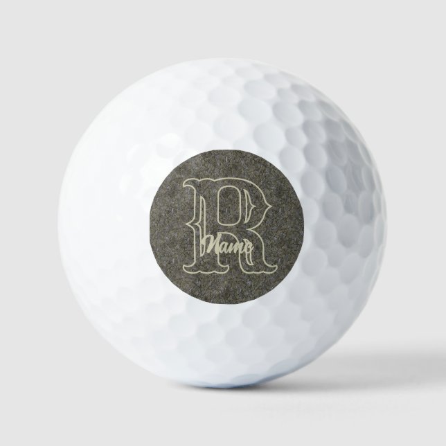Balles De Golf Monogramme personnalisé initial nom floral marron (Recto)