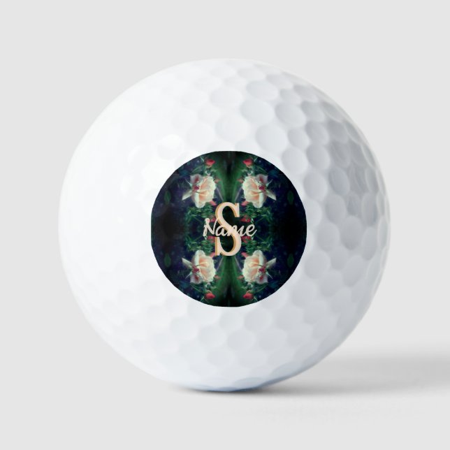 Balles De Golf Monogramme personnalisé initial nom Rose pêche (Recto)