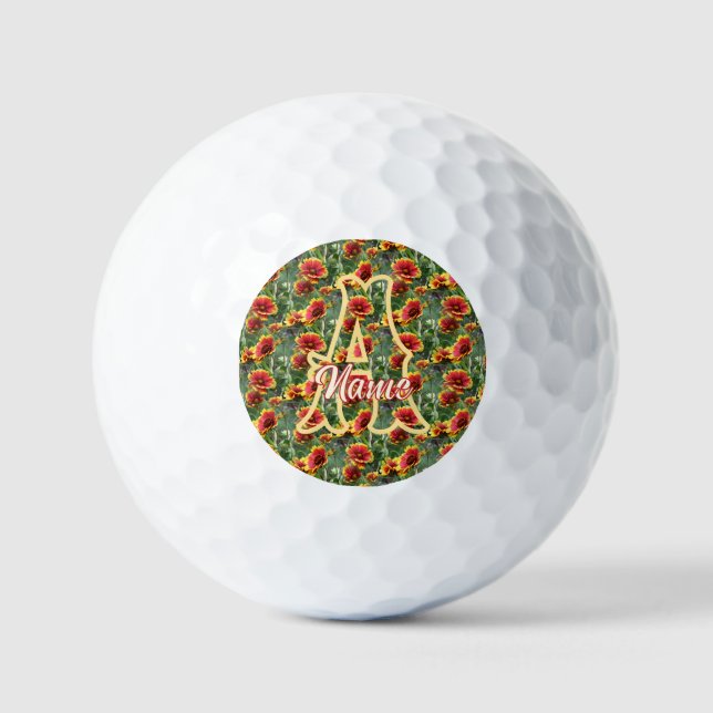 Balles De Golf Monogramme personnalisé initial prénom fleurs de m (Recto)