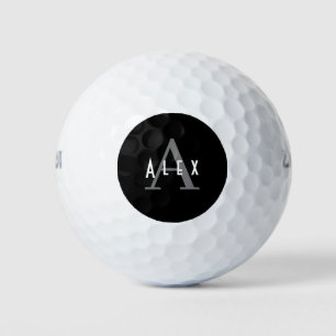 Balles De Golf Monogramme personnalisé moderne noir et blanc