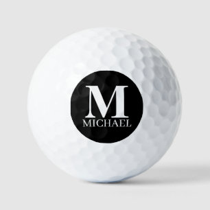 Balles De Golf Monogramme personnalisé noir et blanc