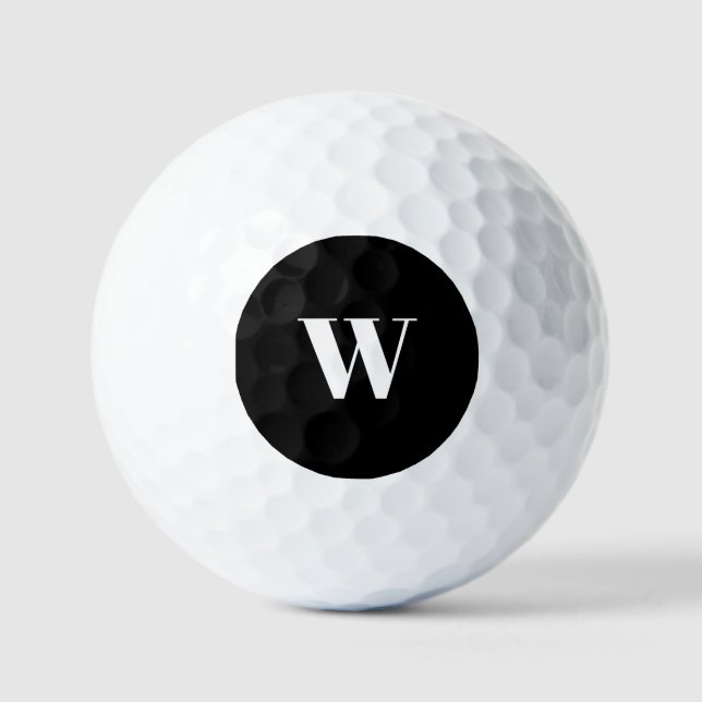 Balles De Golf monogramme personnalisé noir original élégant (Recto)