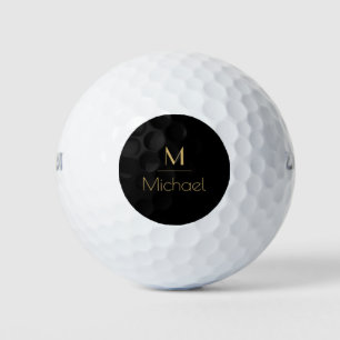 Balles De Golf Monogramme personnalisé   Nom Noir & Or