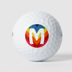 Balles De Golf Monogramme personnalisé Retro Rainbow