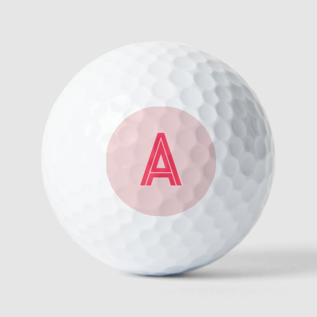 Balles De Golf Monogramme personnalisé rose (Recto)