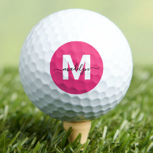 Balles De Golf Monogramme personnalisé rose
