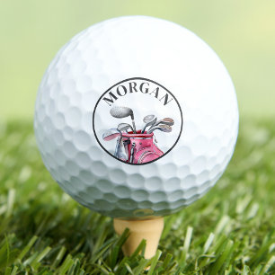 Balles De Golf Monogramme personnalisé rose personnalisé