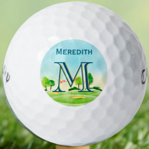 Balles De Golf Monogramme personnalisé sur parcours panoramique