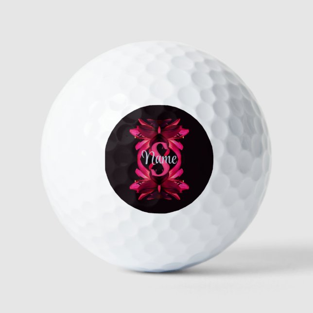 Balles De Golf Monogramme personnalisé Votre initiale Nom Art flo (Recto)