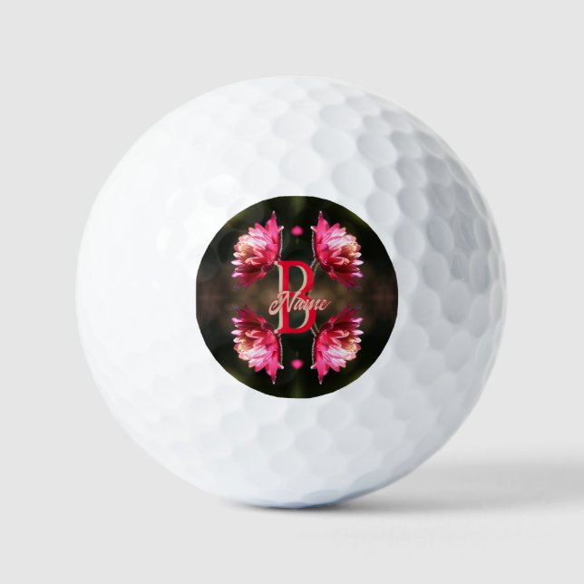Balles De Golf Monogramme personnalisé Votre initiale Nom Fleur r (Recto)