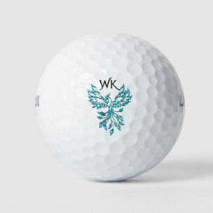 Balles De Golf Monogramme personnel turquoise Blue Phoenix augmen