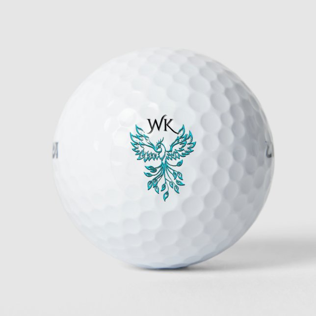 Balles De Golf Monogramme personnel turquoise Blue Phoenix augmen (Devant)