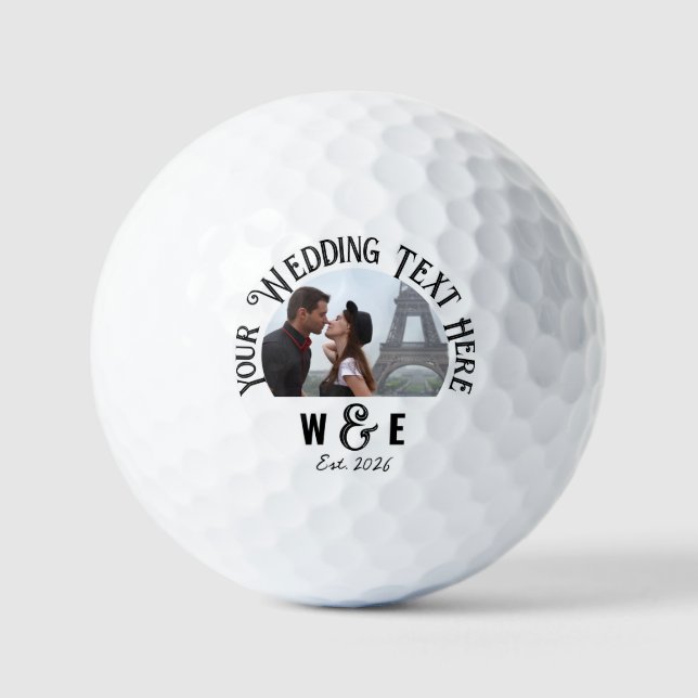 Balles De Golf Monogramme Photo Texte Mariage Boules de golf (Recto)