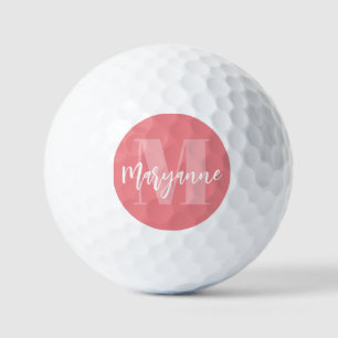 Balles De Golf Monogramme rose gras initial moderne personnalisé