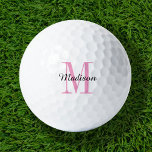 Balles De Golf Monogramme rose initial et nom personnalisé<br><div class="desc">Améliorez votre jeu de golf avec nos balles de golf personnalisées, personnalisées avec un simple monogramme classique initial et une superposition de nom de script. Choisissez parmi une large sélection de couleurs pour créer un design intemporel qui est vraiment unique. Ces balles de golf sont un cadeau parfait pour n’importe...</div>