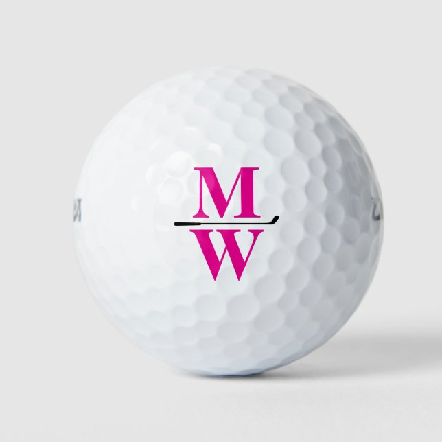 Balles De Golf Monogramme rose personnalisé à 2 initiales  (Devant)