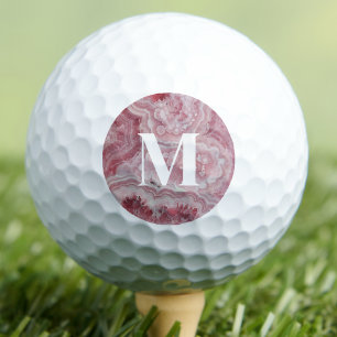 Balles De Golf Monogramme Rose Unique Personnalisé