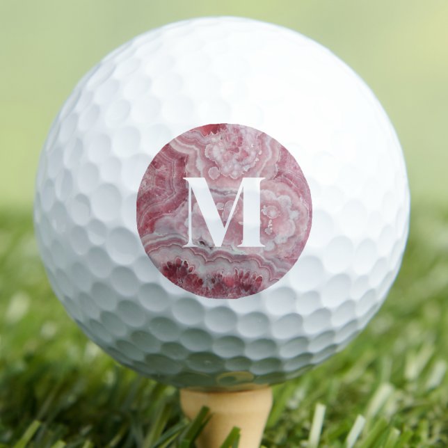 Balles De Golf Monogramme Rose Unique Personnalisé (Personalized Stylish Pink Initial Monogram Golf Balls)