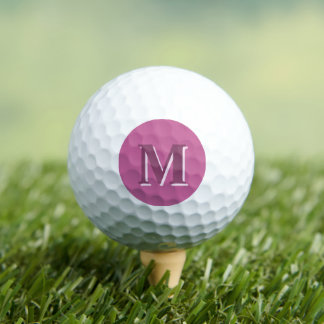 Balles De Golf monogramme rose vif,