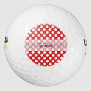 Balles De Golf Monogramme Rouge Blanc tendance Motif de point Pol