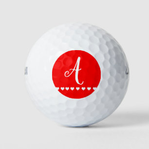 Balles De Golf Monogramme rouge et blanc initial
