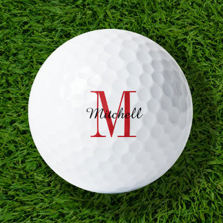 Balles De Golf Monogramme rouge initial et nom personnalisé