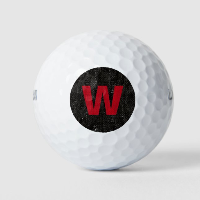 Balles De Golf Monogramme rouge rustique initial sur le Burlap no (Devant)