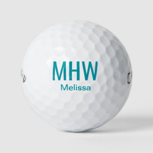 Balles De Golf Monogramme sarcelle moderne