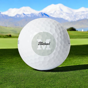 Balles De Golf Monogramme Script Calligraphie Sage Green