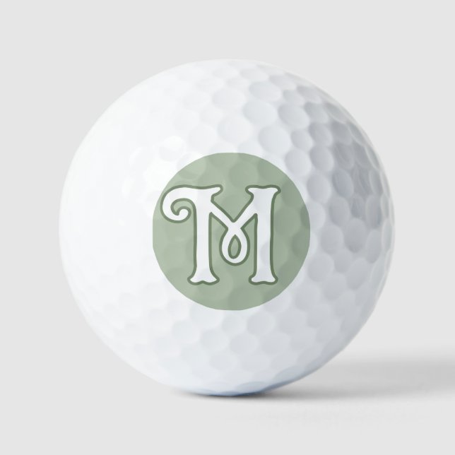 Balles De Golf Monogramme Serene Sage (Recto)
