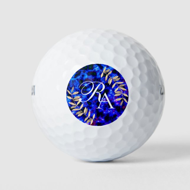 Balles De Golf Monogramme Simple Bleu (Devant)