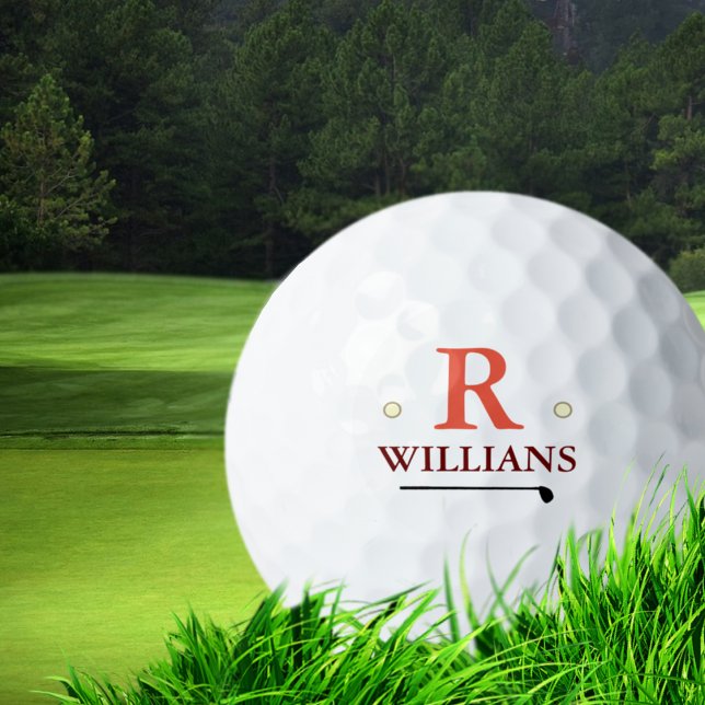 Balles De Golf Monogramme simple personnalisé avec nom (Créateur téléchargé)