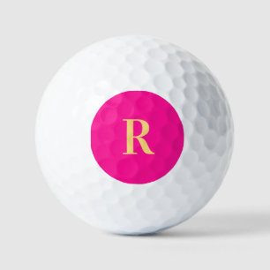 Balles De Golf Monogramme simple personnalisé rose chaud