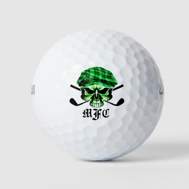 Balles De Golf Monogramme Skull and Crossed Golf Clubs (Devant)