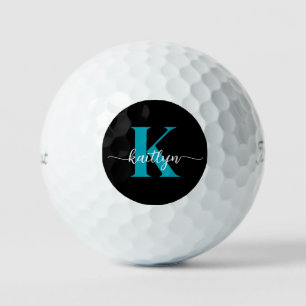 Balles De Golf Monogramme Turquoise noir