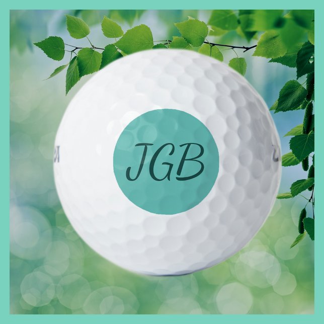 Balles De Golf Monogramme Turquoise ou choisissez votre Arrière - (Créateur téléchargé)