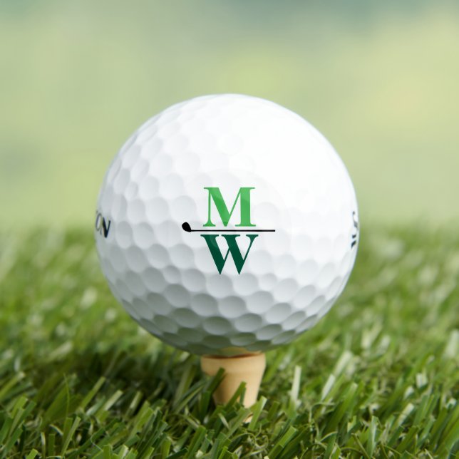 Balles De Golf Monogramme vert personnalisé à 2 initiaux (T-shirt Insitu)