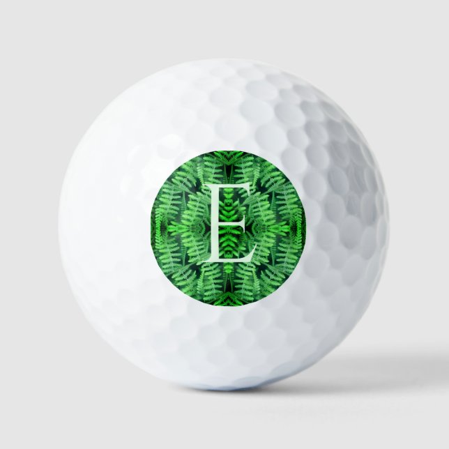 Balles De Golf Monogramme Vos Fougères Vertes Initiales Personnal (Recto)