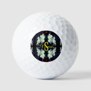 Balles De Golf Monogramme Votre Nom Initial Clématite Art Floral