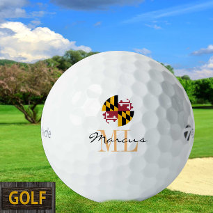 Balles De Golf Monogrammed Maryland Drapeau & Maryland, USA Golf