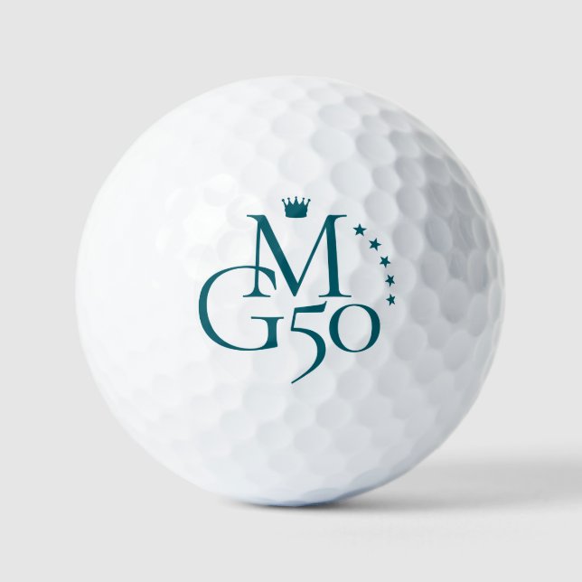 Balles De Golf Monogrammes Initiales Couronne Turquoise foncée Ét (Recto)
